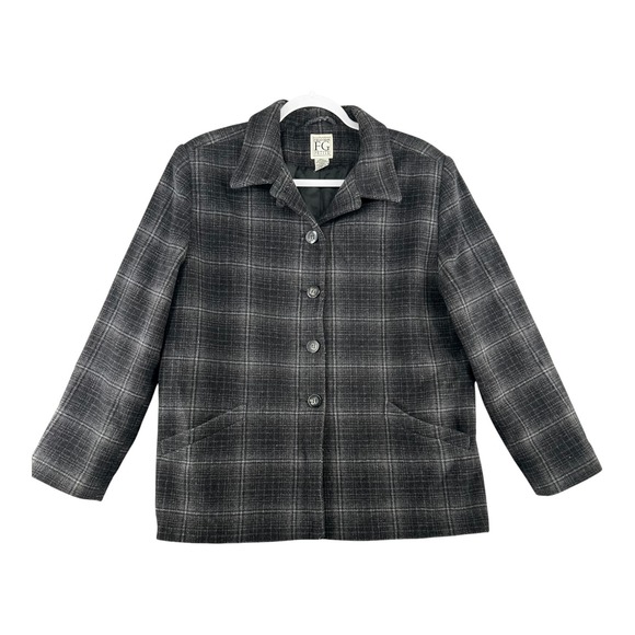 Field Gear Petite Wool Blend Plaid Jacket Womens Size Large Workwear Barn Coat - Picture 1 of 9